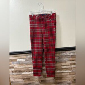 Tommy Hilfiger Red Plaid Ankle Length Pants